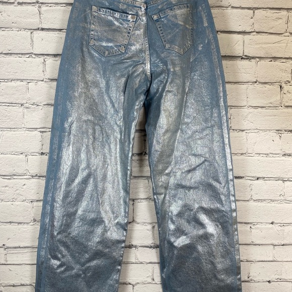 Wild Fable Silver Metallic Wide Leg High Rise Jeans size 0 - Picture 7 of 8